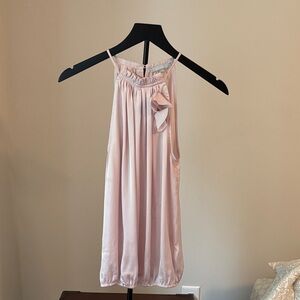 Pink Satin Rosette Halter Top